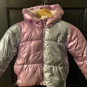 Gap Coldcontrol Max Pink and Baby Blue Metallic Puffer Jacket